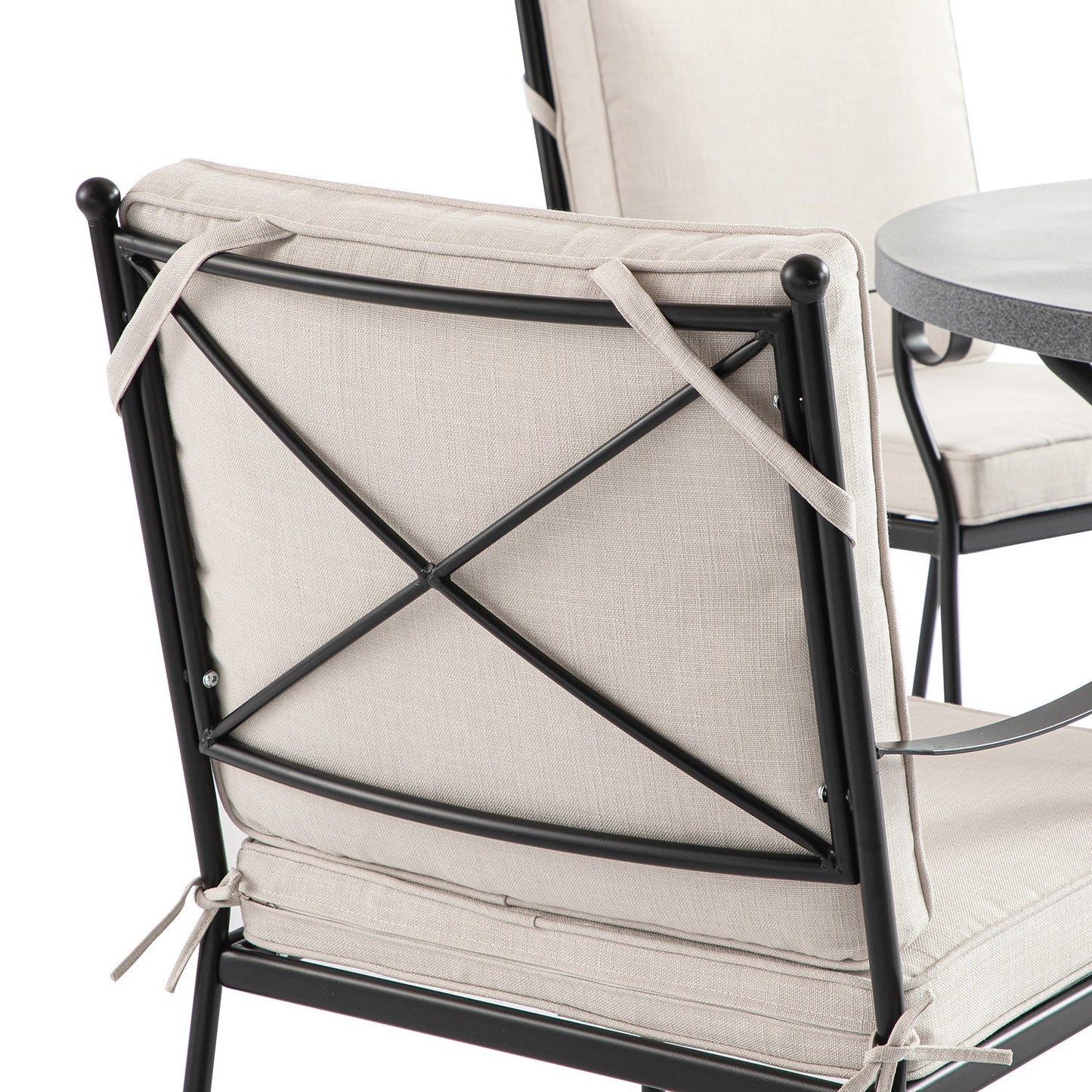 Haymes Indoor and Outdoor Metal 4-Seater Round Dining Set, Beige