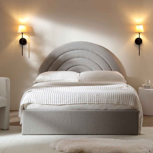 Archer Grey Boucle Ottoman Bed with Storage