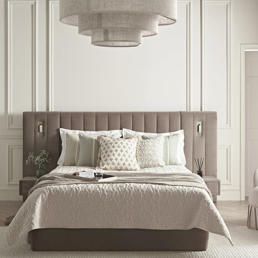 Tremezzo Oversized Ottoman Bed with Storage, Taupe Velvet