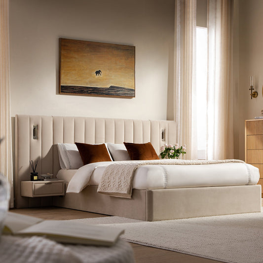 Tremezzo Oversized Ottoman Bed with Storage, Champagne Velvet