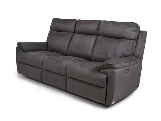 Continental Electric Reclining Grey Fabric Suede Sofas – view 2