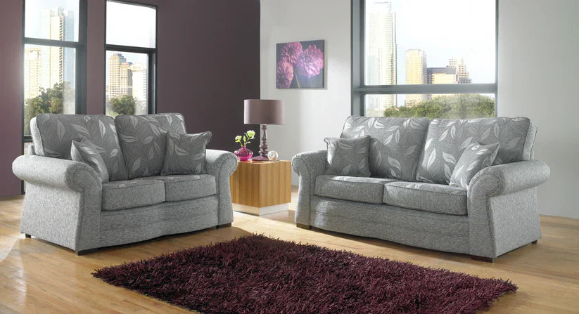 Regal Bespoke Flattened Leaves Grey Real Fabric Sofas For Old People