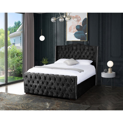 Selini Plush Velvet Upholstered Platform Bed Frame