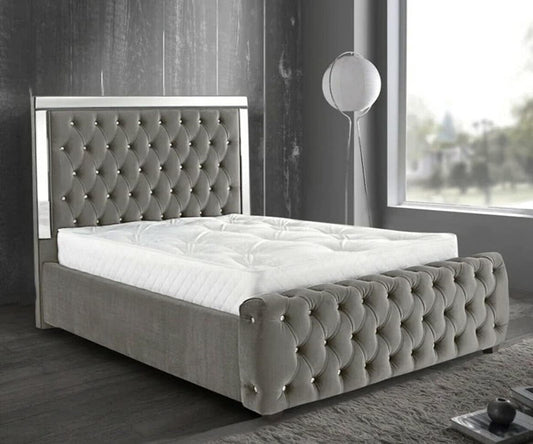 Silver Striped Super King Bed Frame