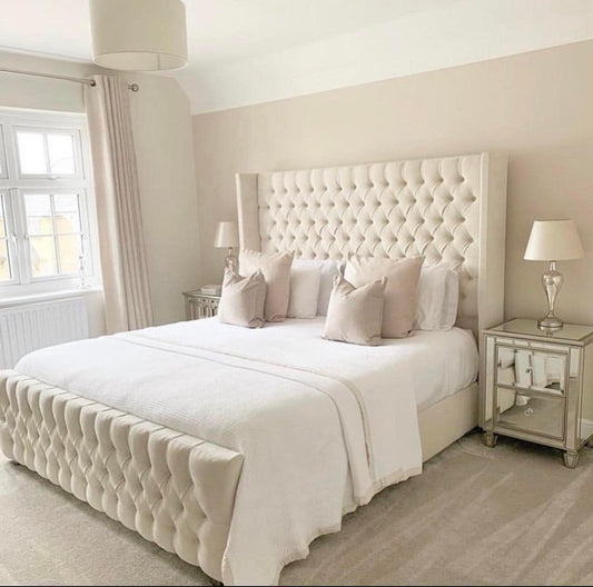Wingback Upholstered Bed Frame Discounted Price