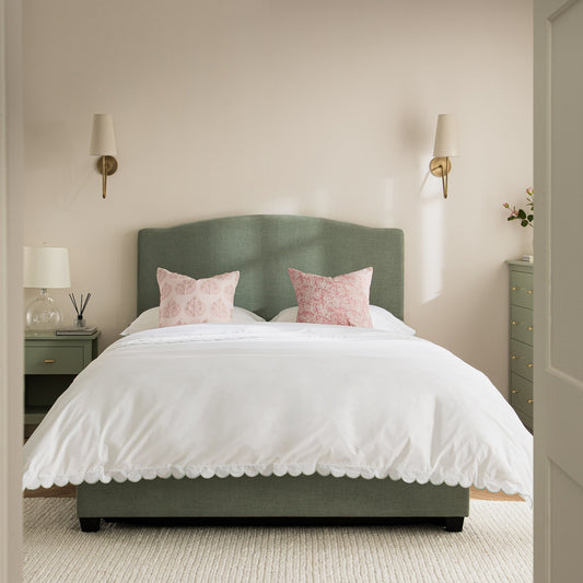 Chilworth Upholstered Ottoman Bed with Storage, Water Green Chenille