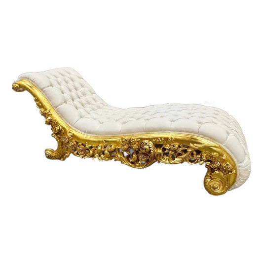 Chaise Lounge Leather White Rococo Style – view 2
