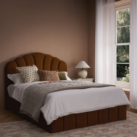Hana Ottoman Bed with Storage, Cinnamon Velvet