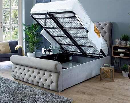 Small Double Bed Frame - Chesterfield Scroll Bed