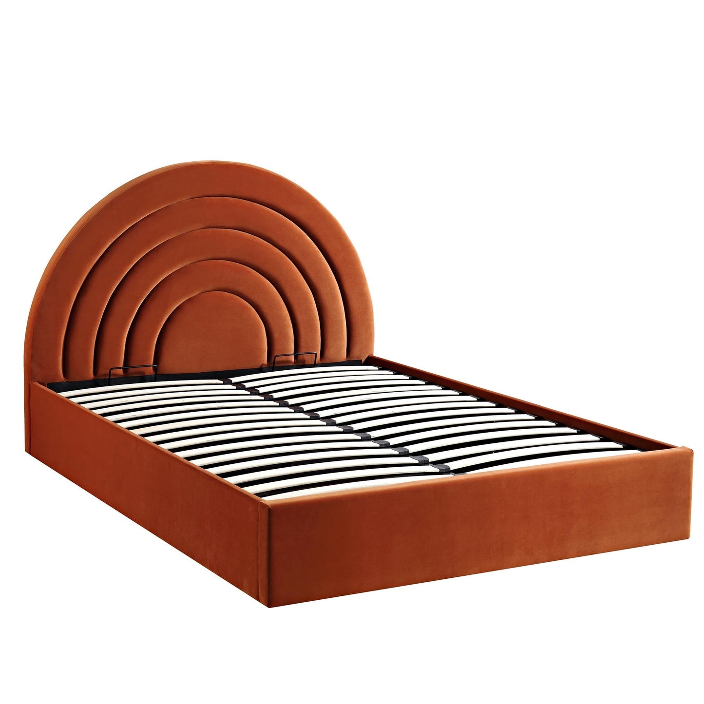 Archer Rust Velvet Ottoman Bed with Storage