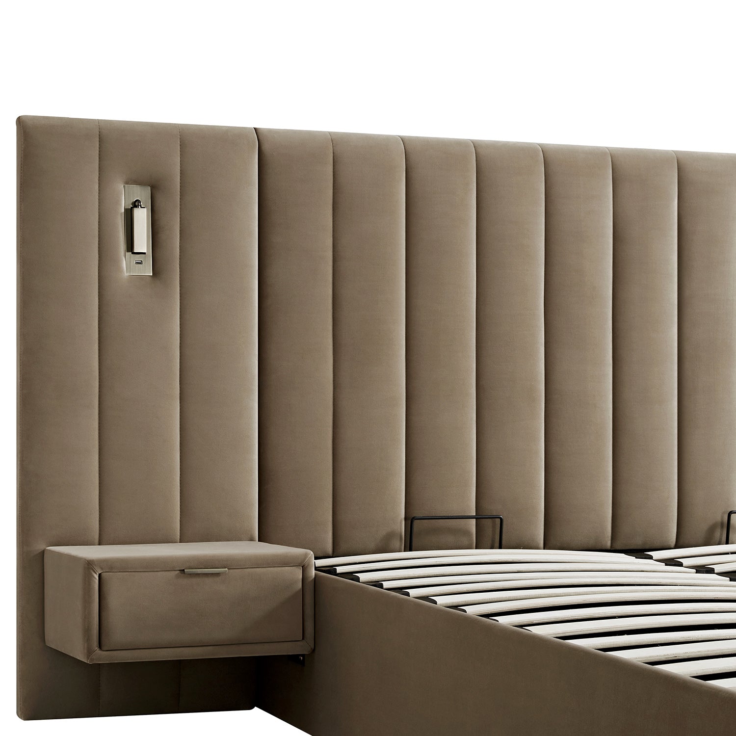 Tremezzo Oversized Ottoman Bed with Storage, Taupe Velvet