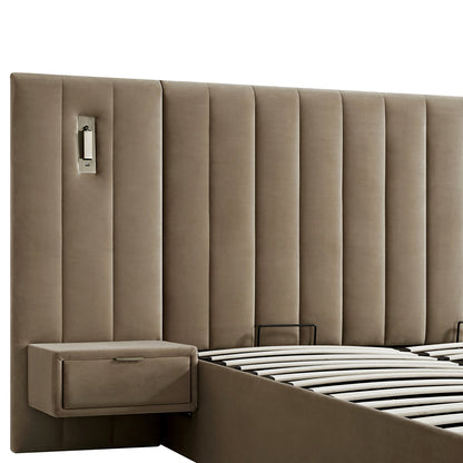 Tremezzo Oversized Ottoman Bed with Storage, Taupe Velvet