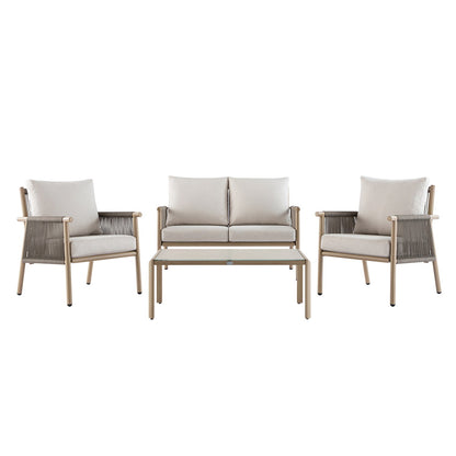 Soller Indoor and Outdoor Rope Weave 4-Seater Sofa Set