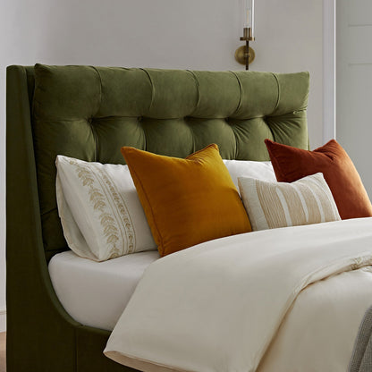 Hadley Moss Green Velvet TV Bed with Ottoman Storage