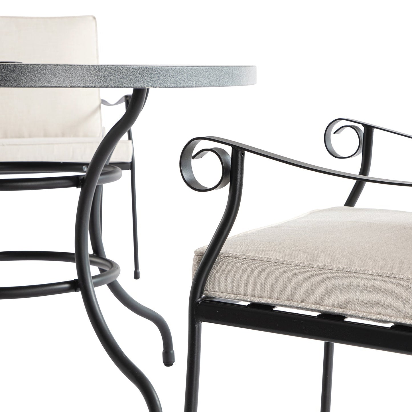 Haymes Indoor and Outdoor Metal 4-Seater Round Dining Set, Beige