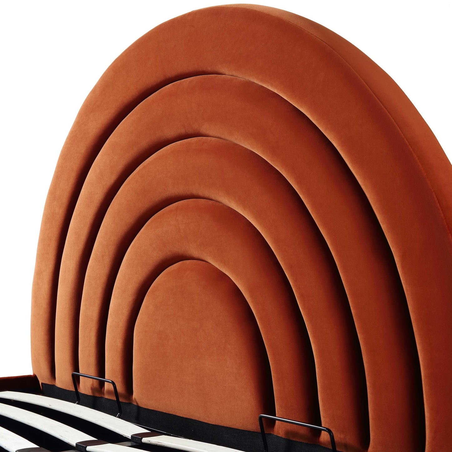 Archer Rust Velvet Ottoman Bed with Storage