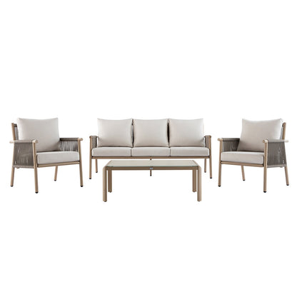 Soller Indoor and Outdoor Rope Weave 5-Seater Sofa Set