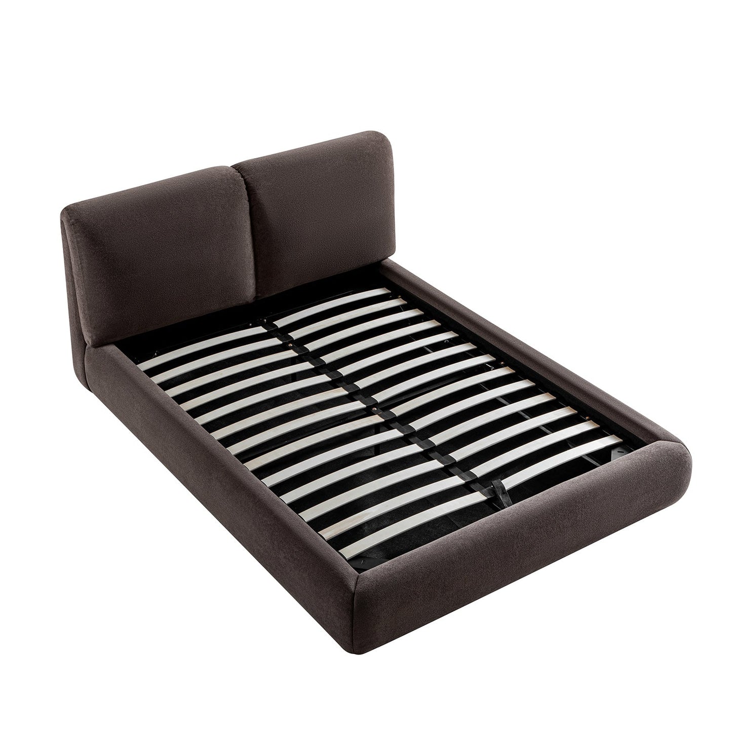 Thera Pillow Headboard Upholstered Bed, Cocoa Chenille
