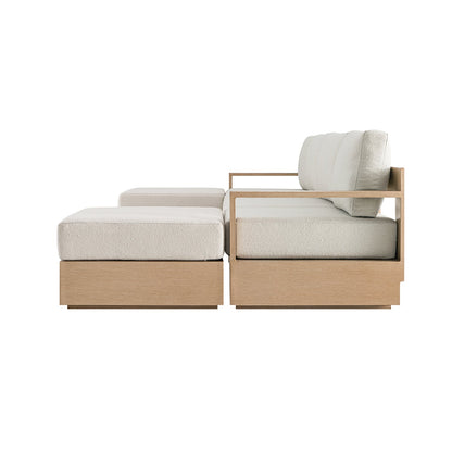 Jardin Aluminium Outdoor Modular 6-Piece Double Chaise Sofa Set, Natural