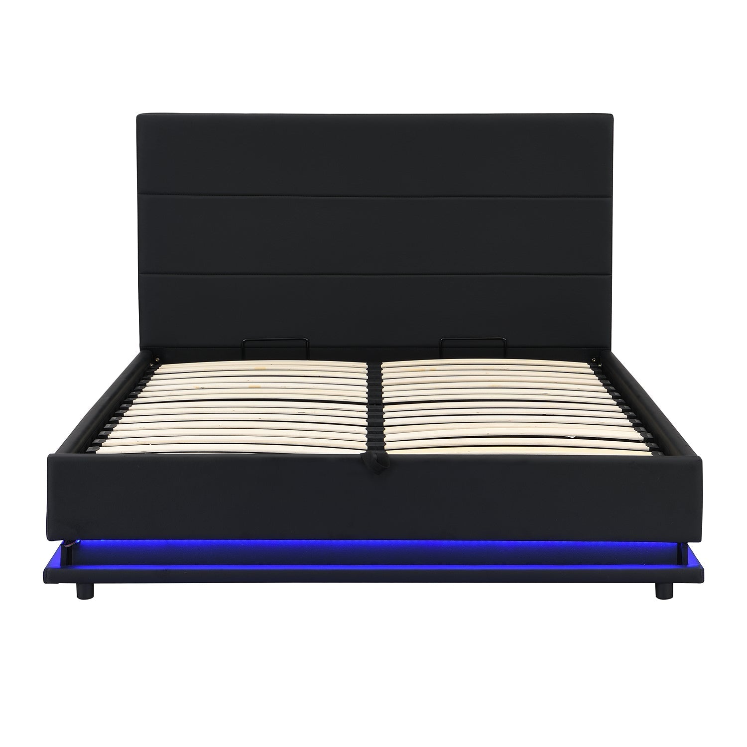 Buxton Faux Leather End Opening Ottoman Bed with Storage Frame with Multi-colour LED Light Strip (Black PU)