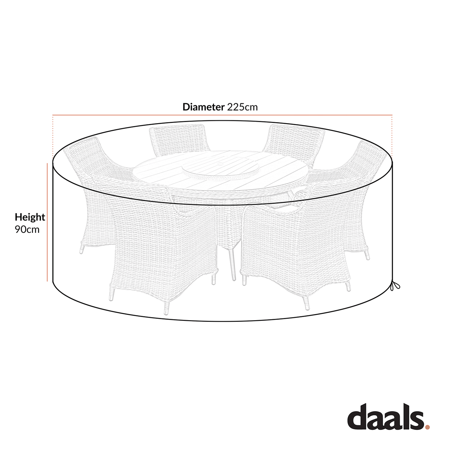 Garden Furniture Cover for Hampshire 6-Seater Round Wicker Rattan Dining Set