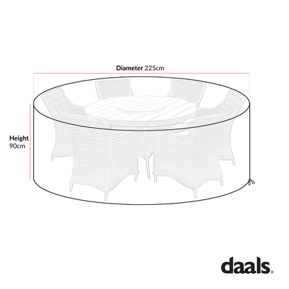 Garden Furniture Cover for Hampshire 6-Seater Round Wicker Rattan Dining Set