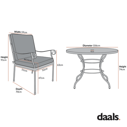 Haymes Indoor and Outdoor Metal 4-Seater Round Dining Set, Khaki Stripe