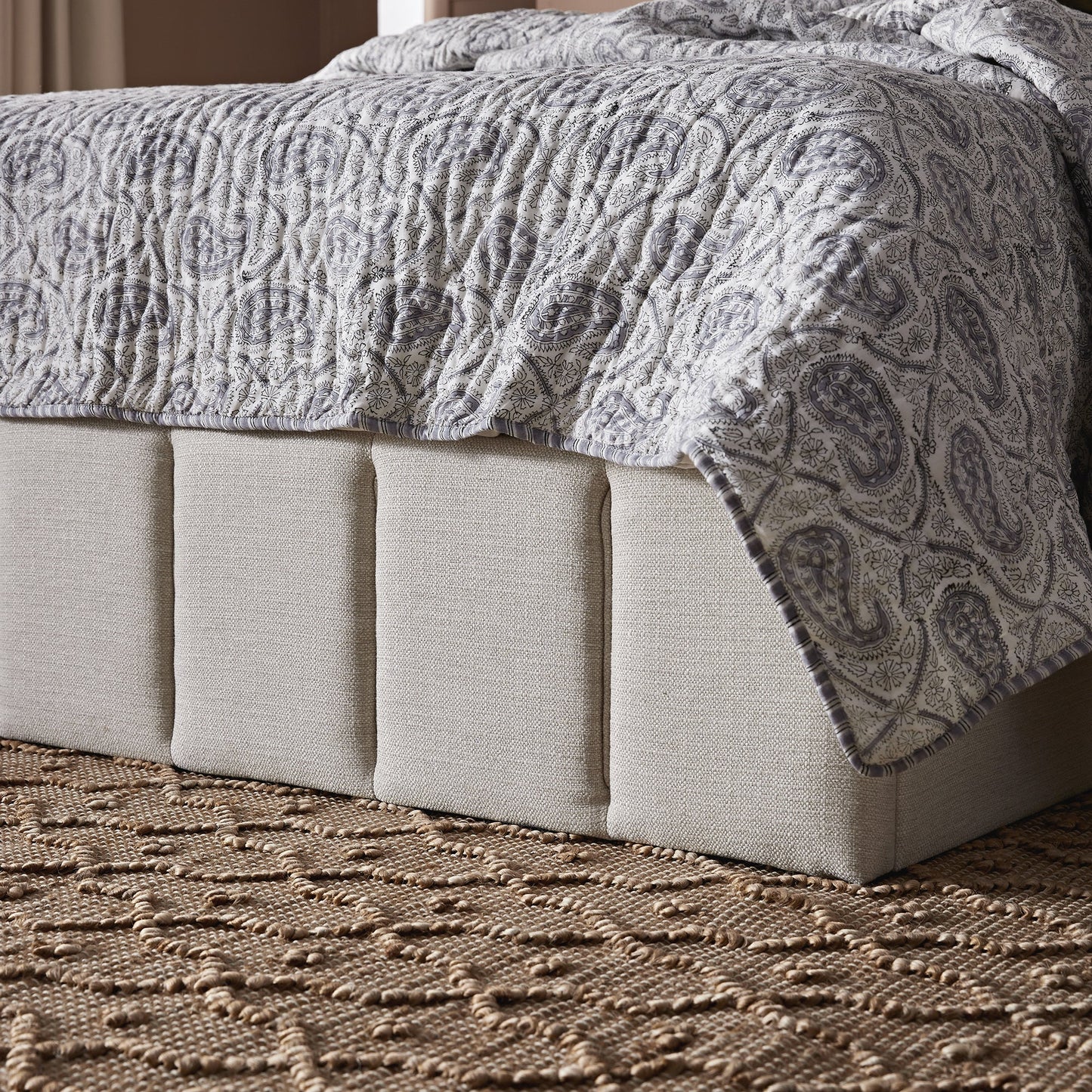 Hana Ottoman Bed with Storage, Ivory Weave Fabric
