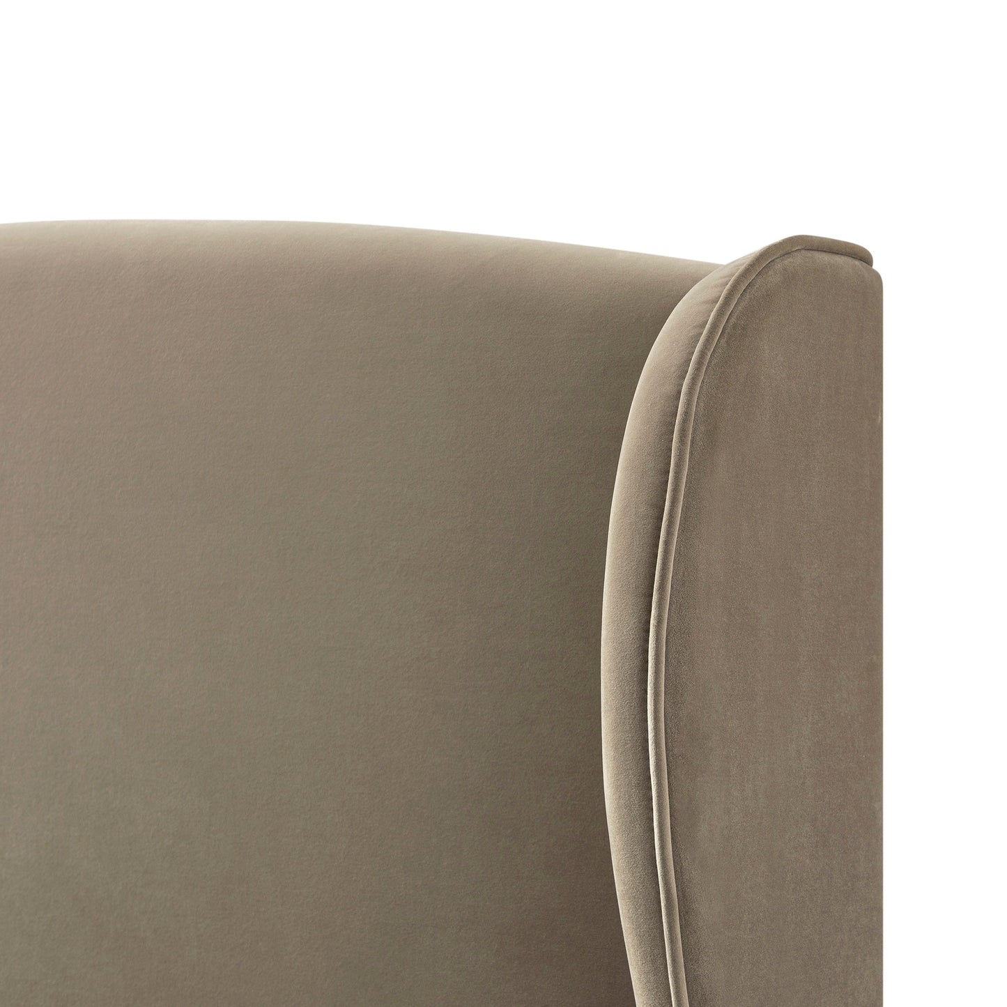 Kimberly Winged Upholstered Bed with Storage, Taupe Velvet