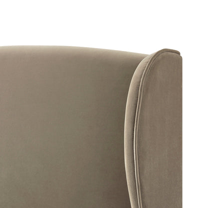 Kimberly Winged Upholstered Bed with Storage, Taupe Velvet