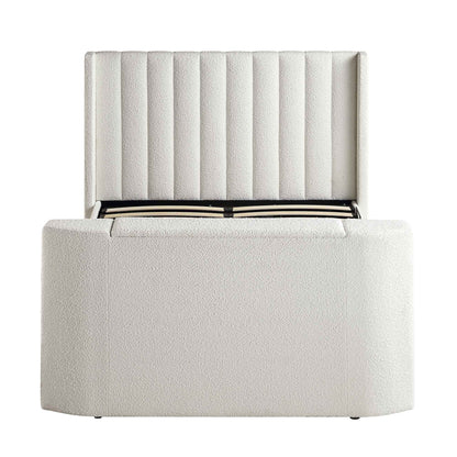 Wilton White Boucle TV Bed with Ottoman Storage
