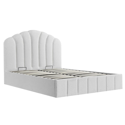 Hana Ottoman Bed with Storage, Ecru Boucle