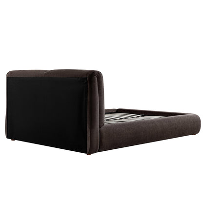 Thera Pillow Headboard Upholstered Bed, Cocoa Chenille