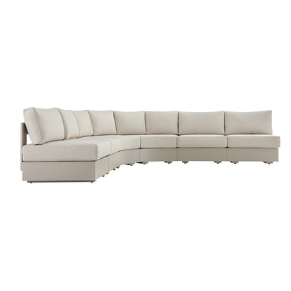 Jardin Aluminium Outdoor Modular 6-Piece Curved Corner Sofa Set, Pumice