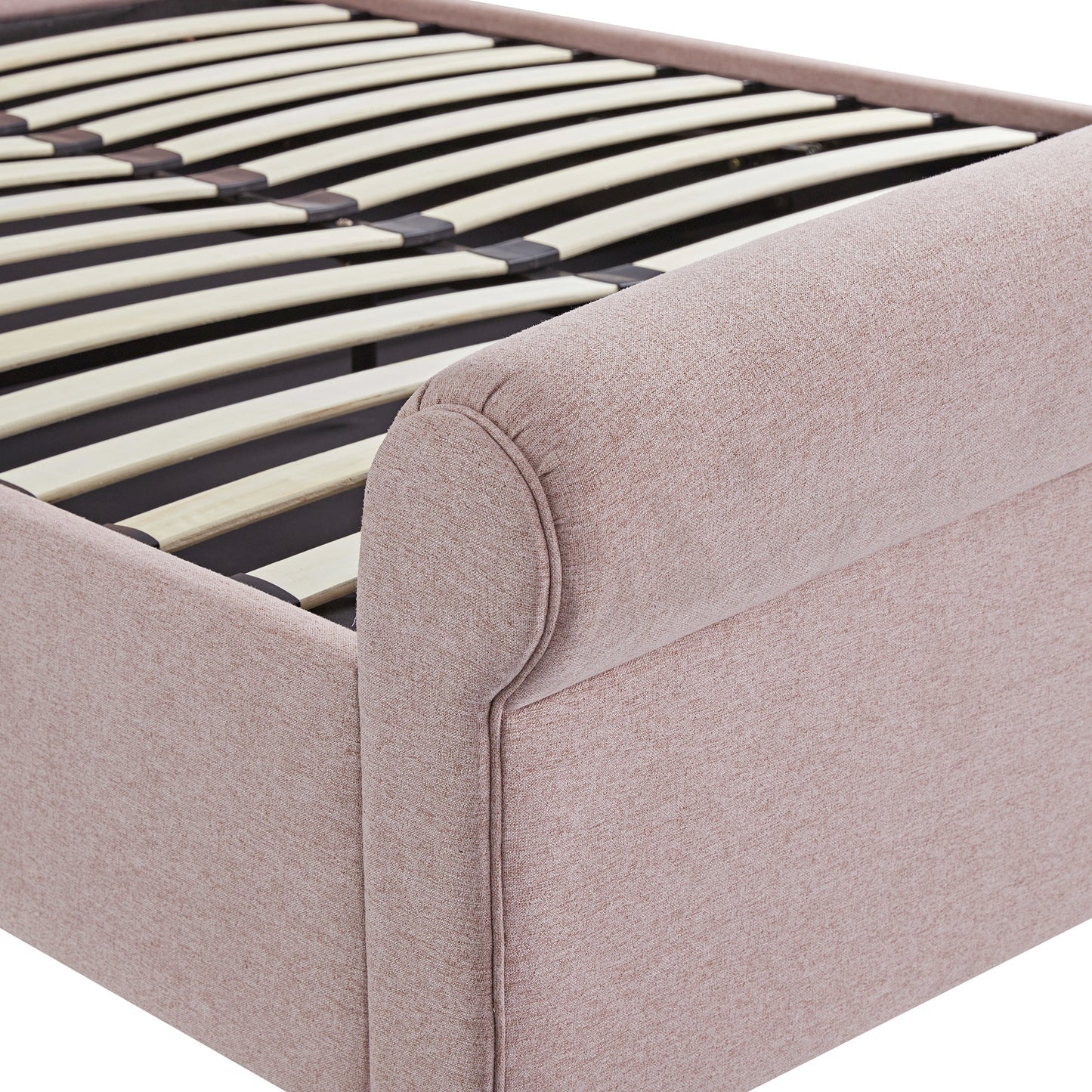 Porchester Ottoman Bed with Storage, Sleigh, Rosewater Pink Fabric