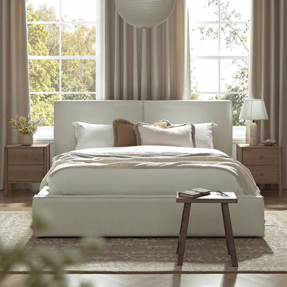 Claudine Ottoman Bed with Storage, Beige Linen