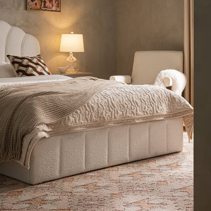 Hana Ottoman Bed with Storage, Ecru Boucle