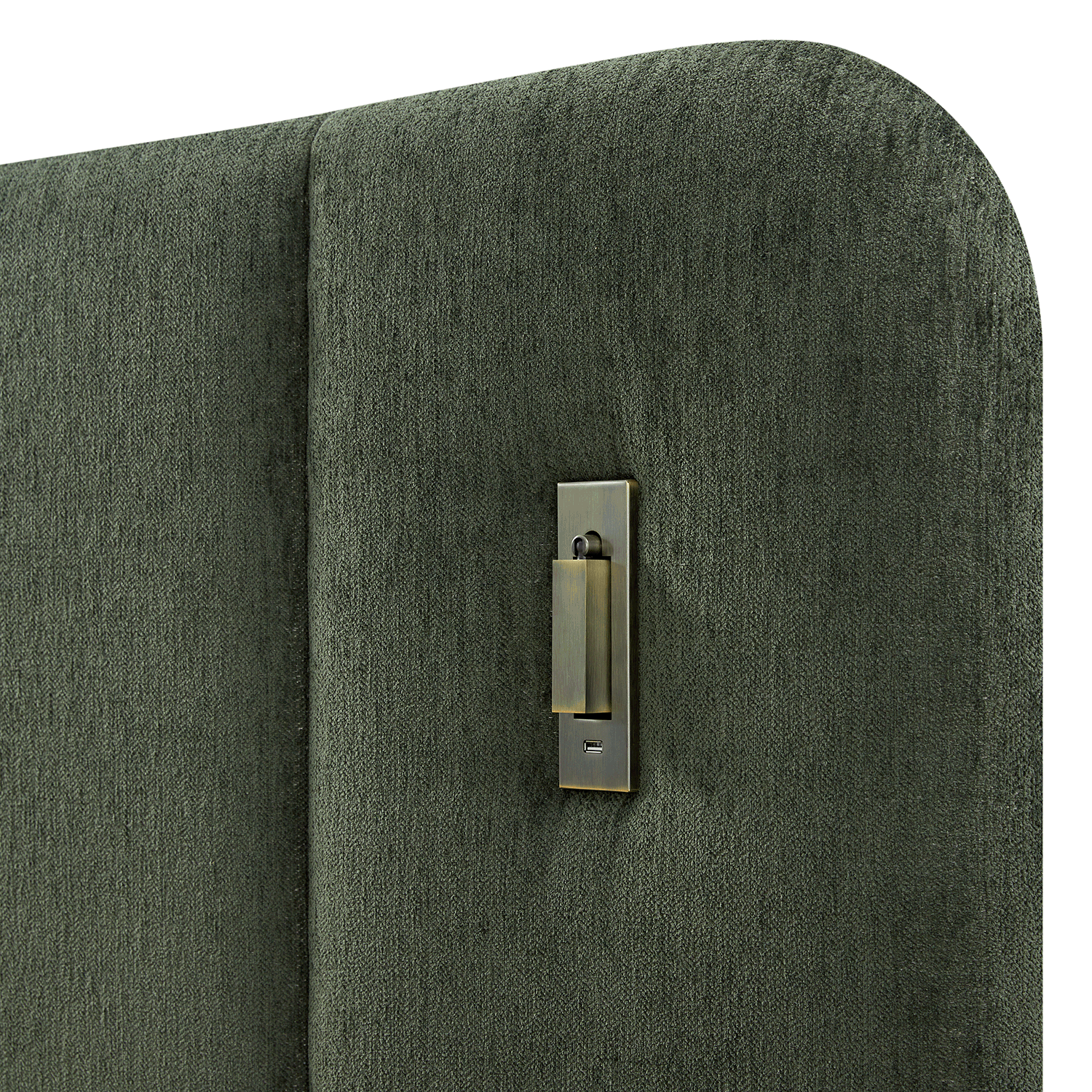 Della Extended Headboard Bed with Storage, Moss Green Chenille