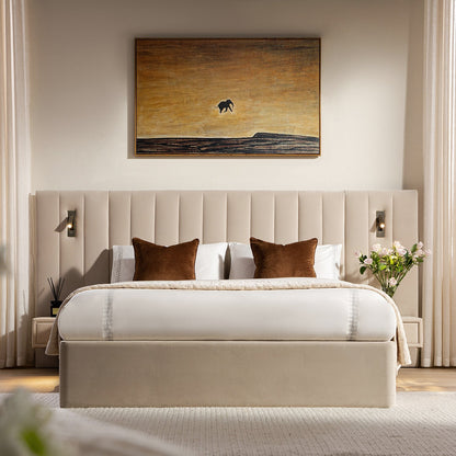 Tremezzo Oversized Ottoman Bed with Storage, Champagne Velvet