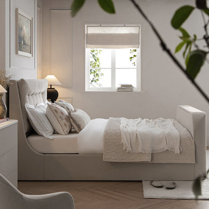 Hadley Champagne Velvet TV Bed with Ottoman Storage