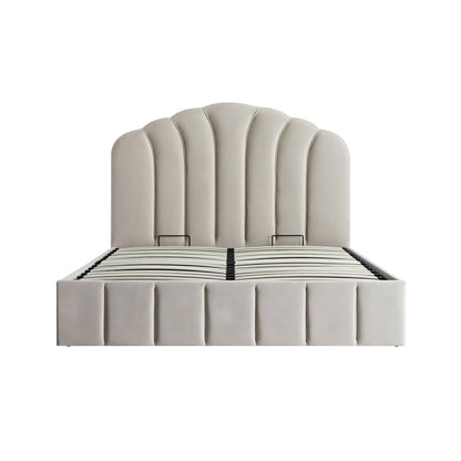 Hana Ottoman Bed with Storage, Warm Stone Velvet
