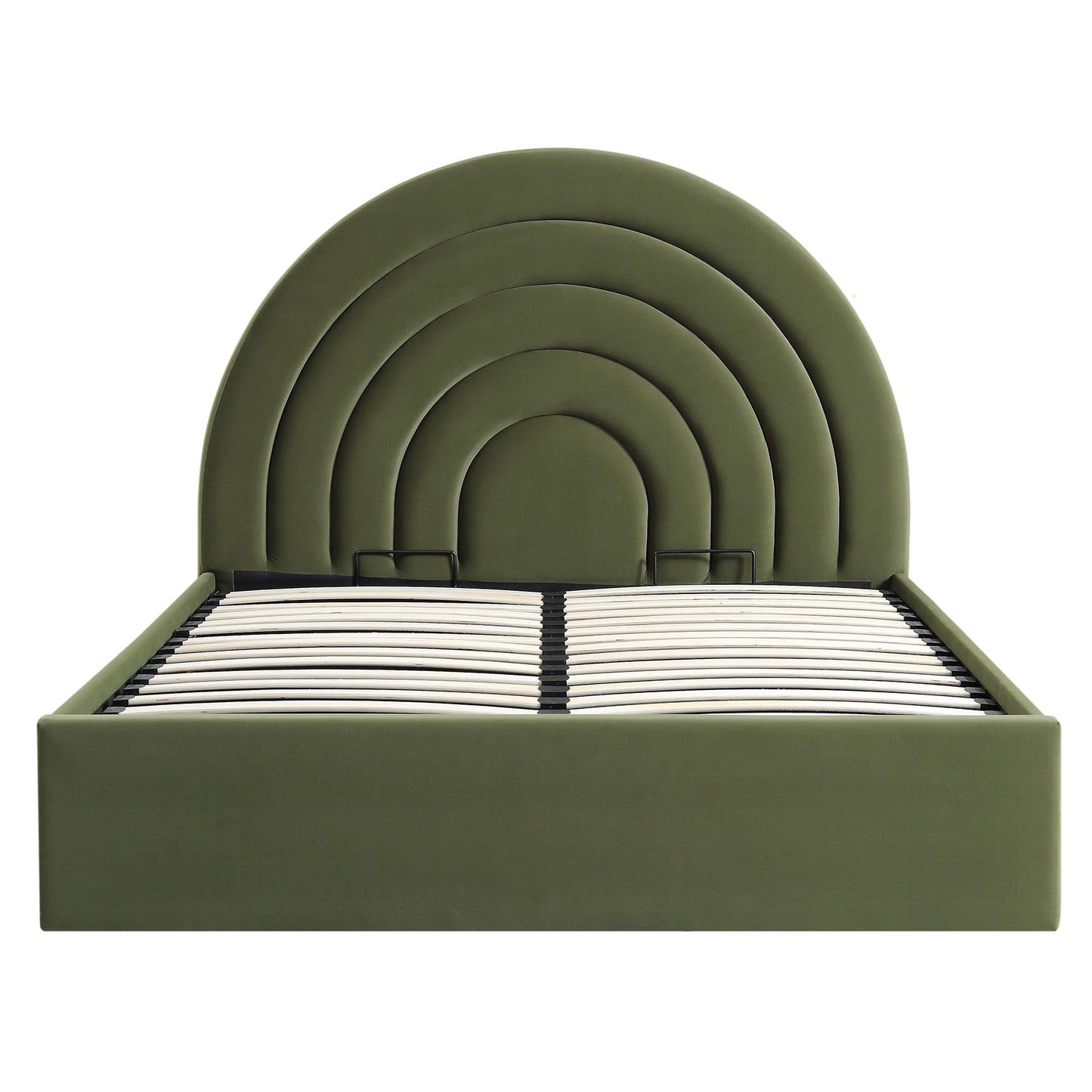 Archer Moss Green Velvet Ottoman Bed with Storage