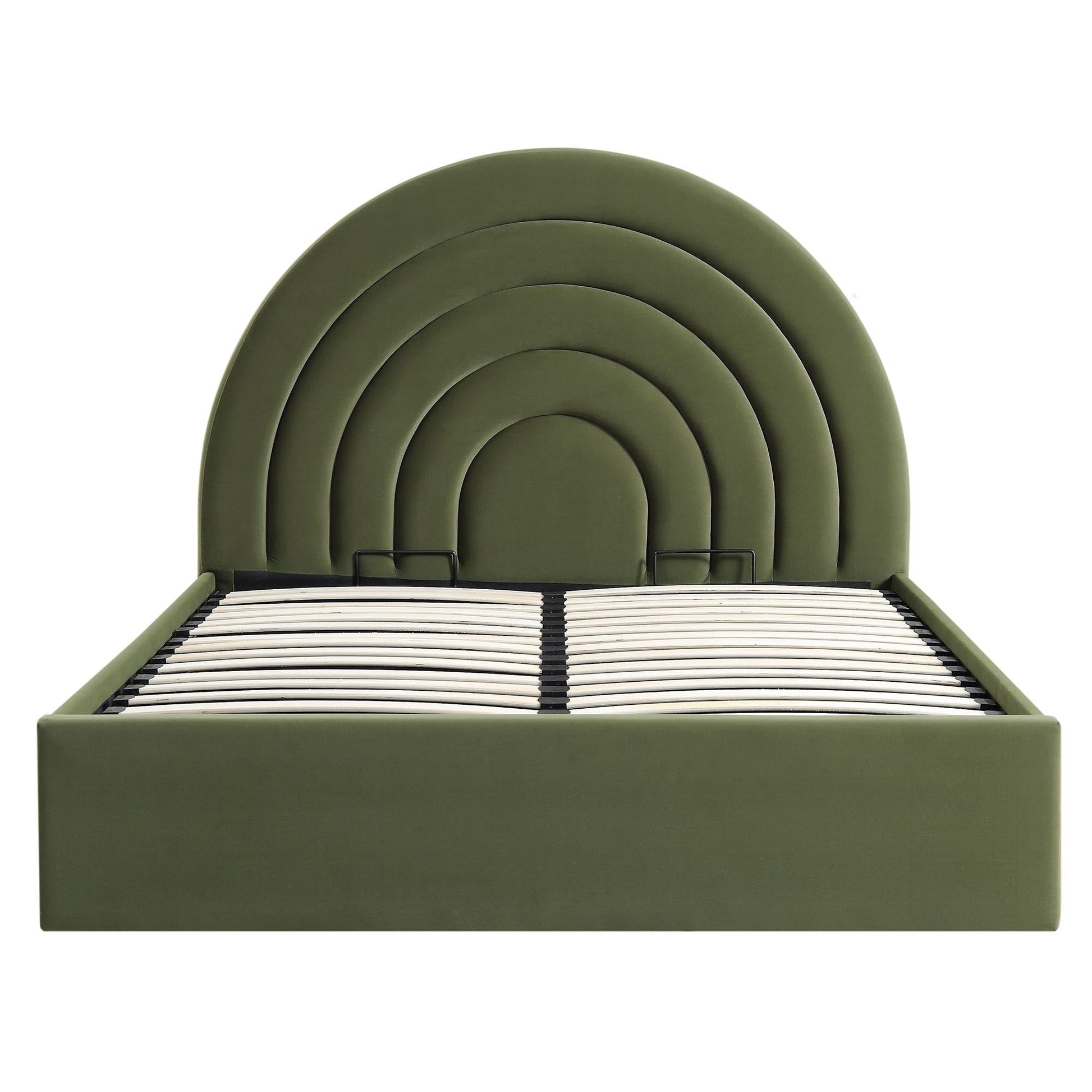 Archer Moss Green Velvet Ottoman Bed with Storage