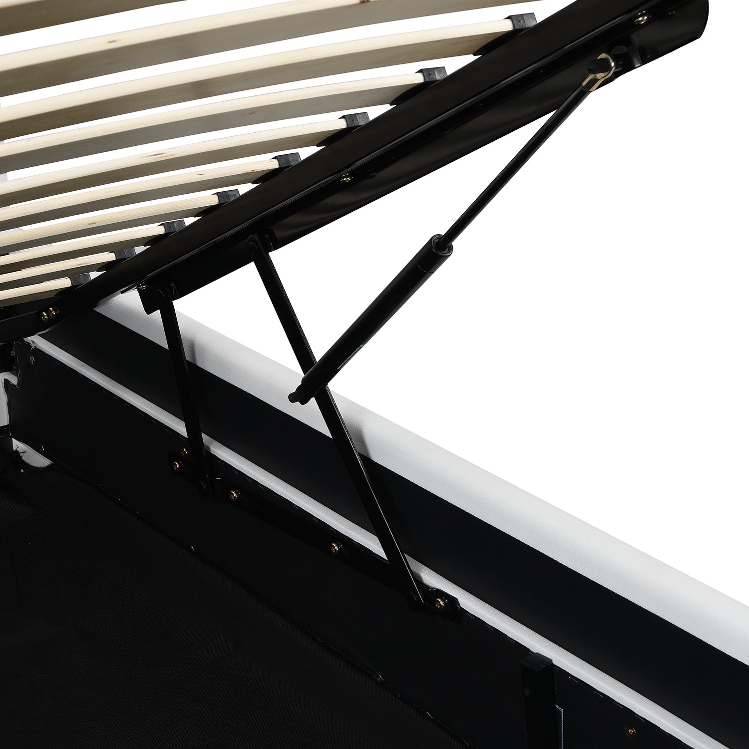 Buxton Faux Leather End Opening Ottoman Bed with Storage Frame with Muti-colour LED Light Strip (White PU)