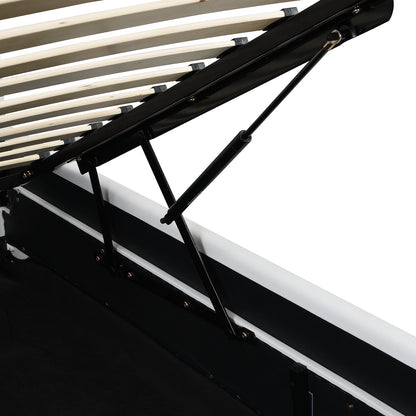 Buxton Faux Leather End Opening Ottoman Bed with Storage Frame with Muti-colour LED Light Strip (White PU)