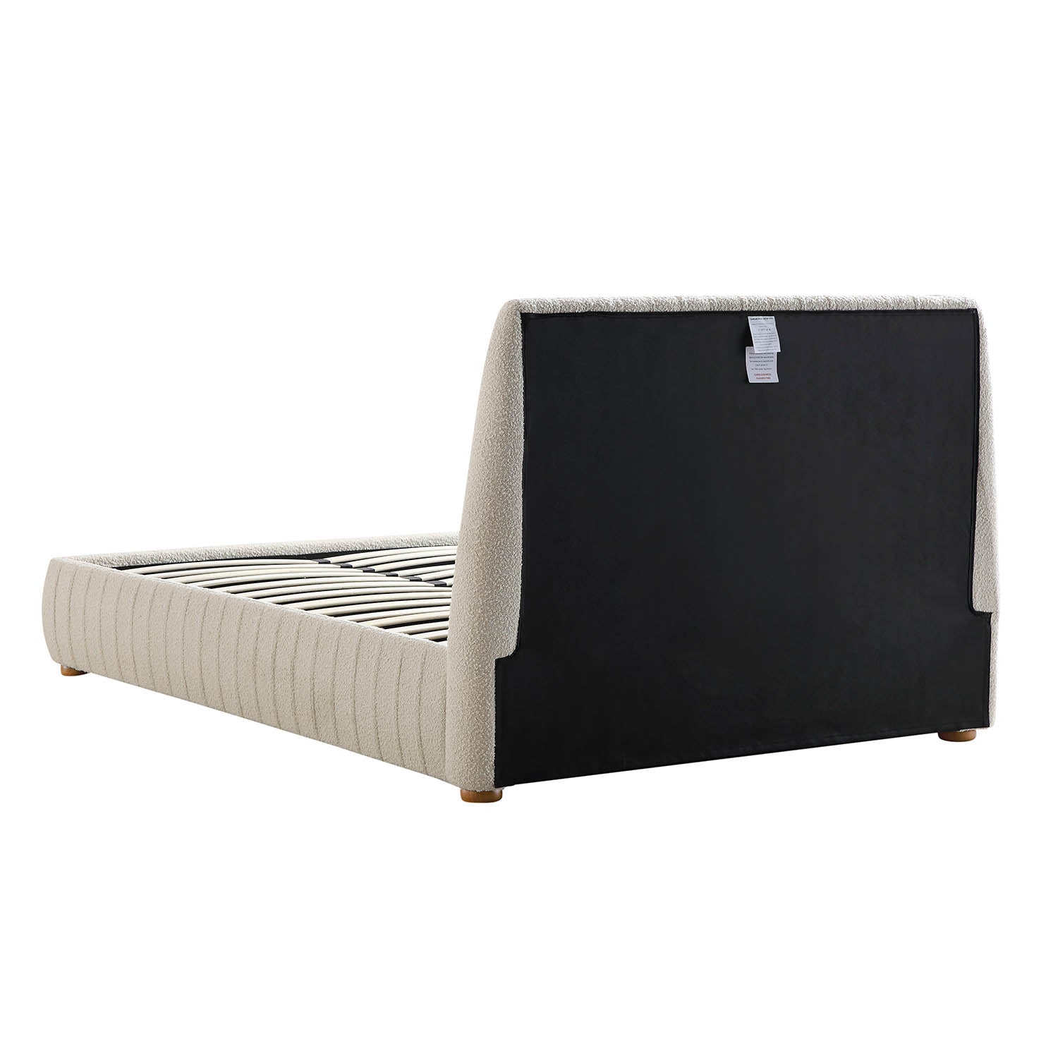Helia Pleated Ottoman Bed with Storage, Beige Boucle