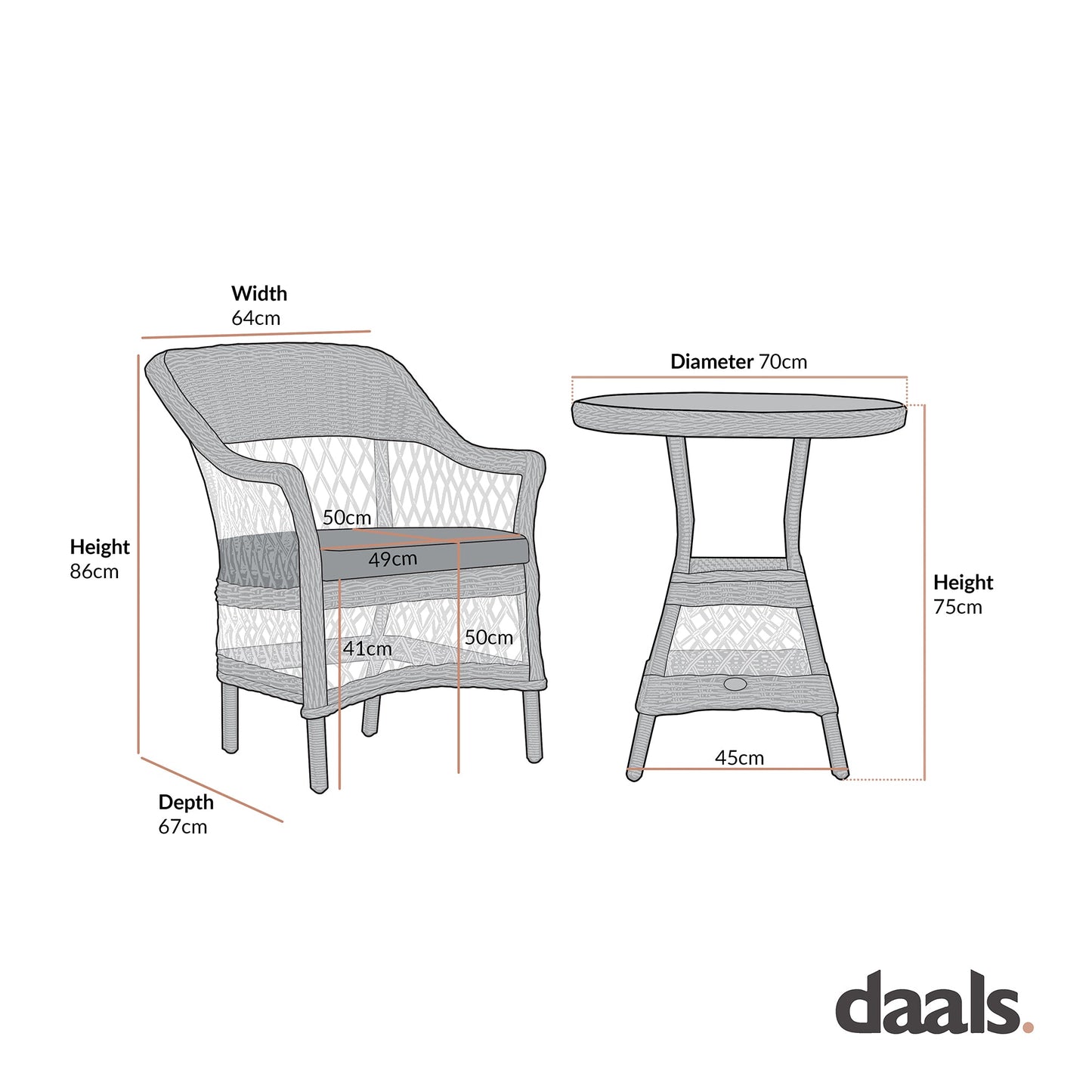 Willowbrook Lattice Weave Rattan Bistro Set, Dark Grey