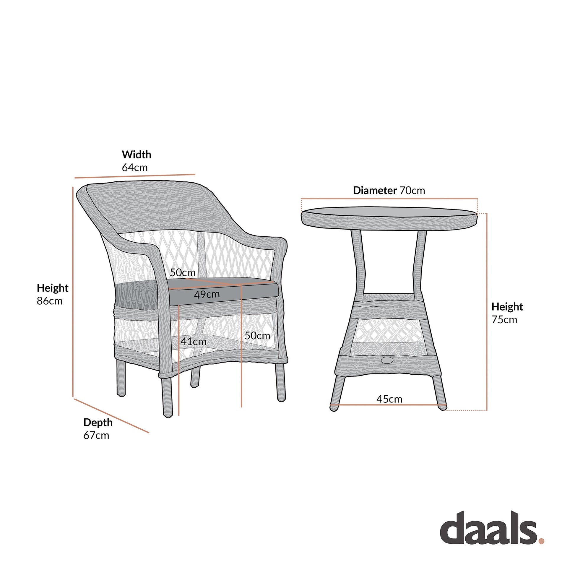 Willowbrook Lattice Weave Rattan Bistro Set, Dark Grey