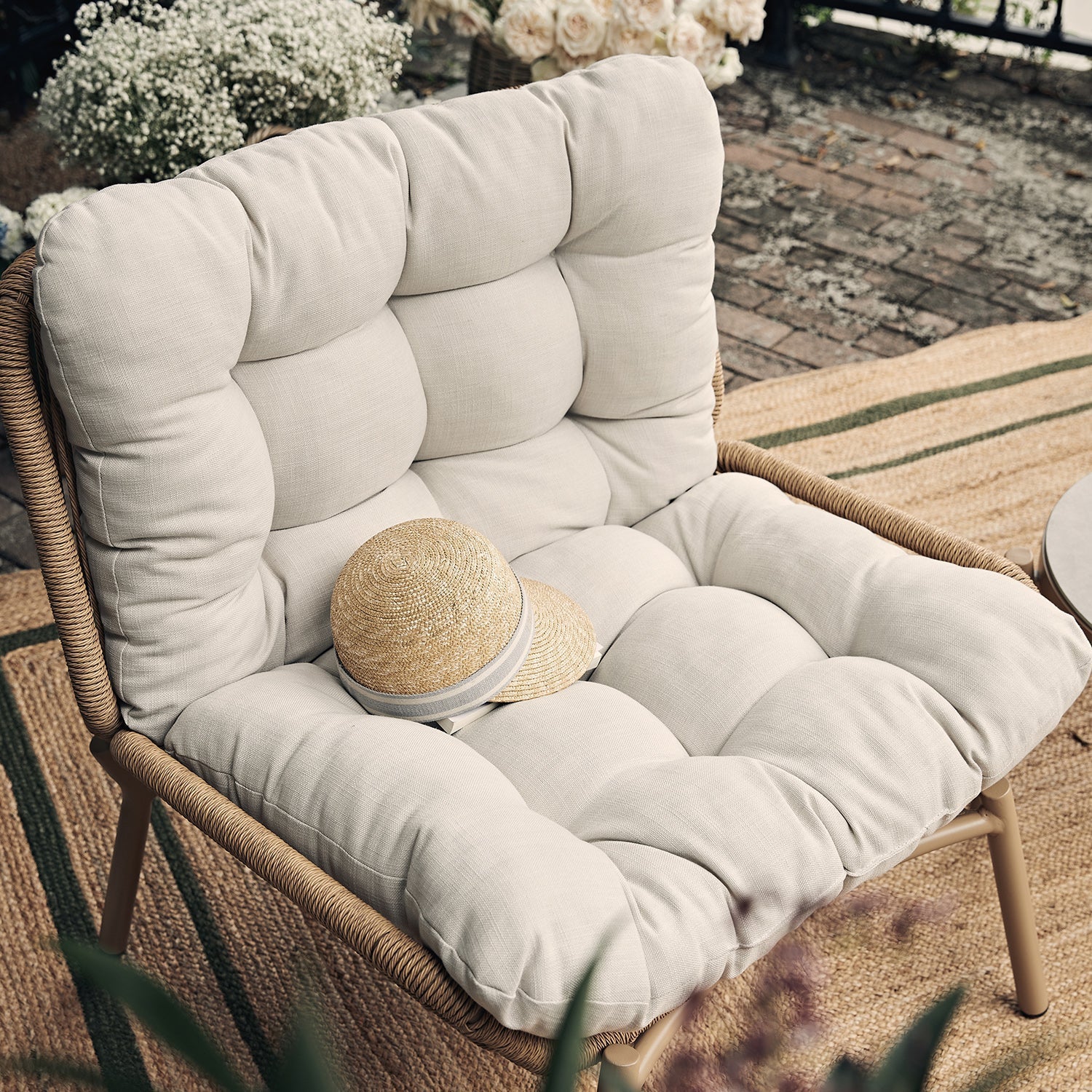 Marlowe 2-Seater Wicker and Aluminium Frame Bistro Set, Natural