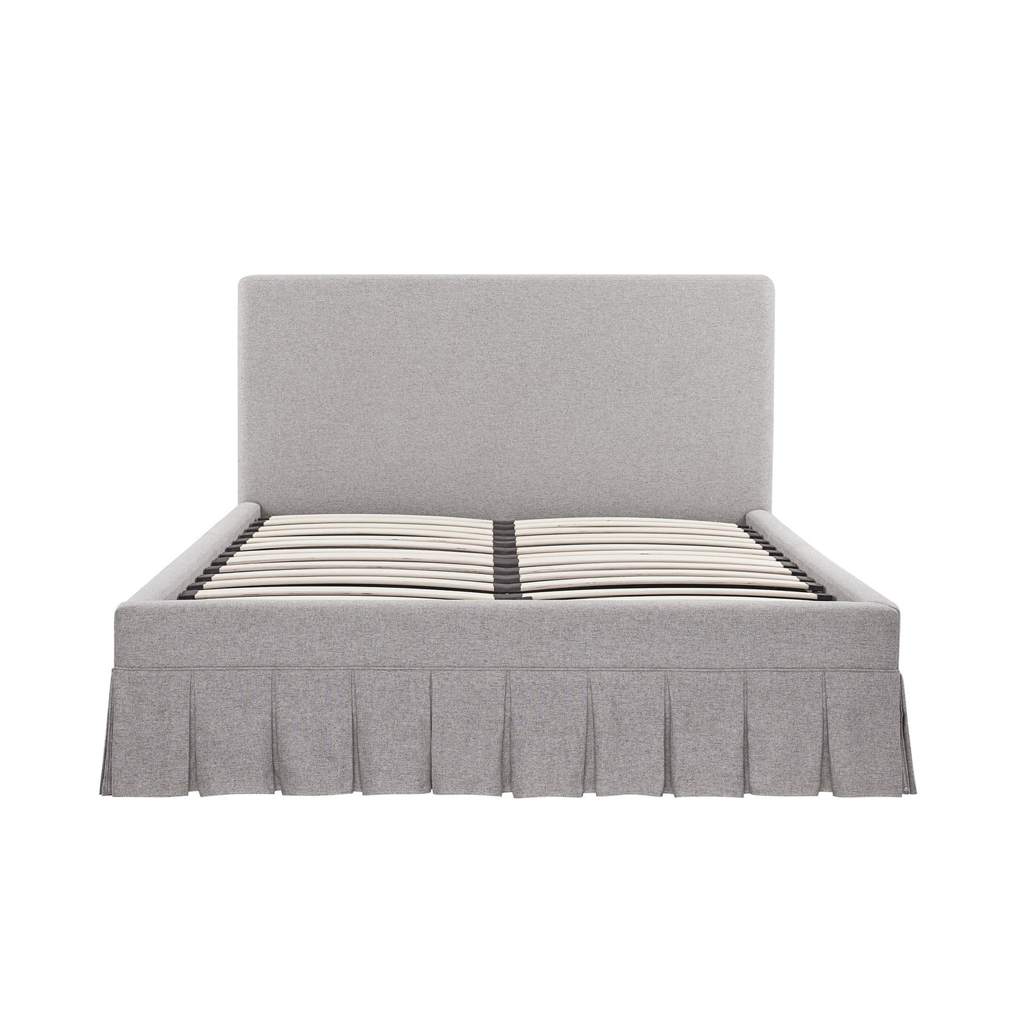 Egerton Box-Pleat Ottoman Bed with Storage, Stone Brushed Fabric